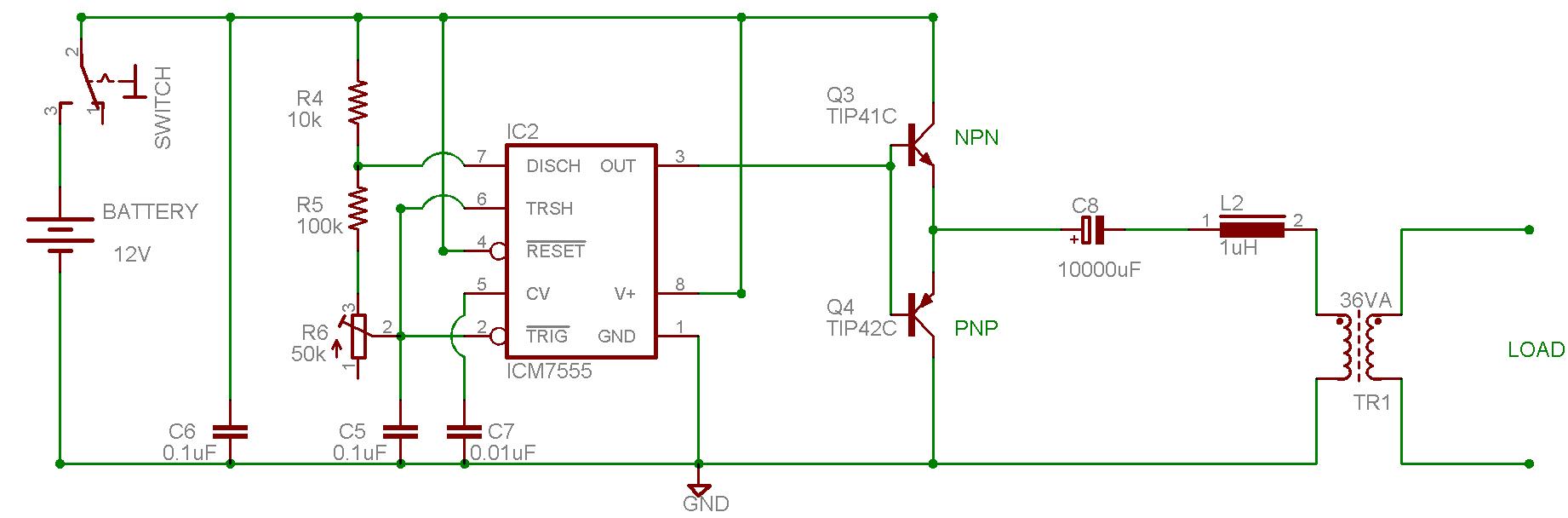 Aaron's Homepage Forum - Queries on DC to AC circuit using 555 timer