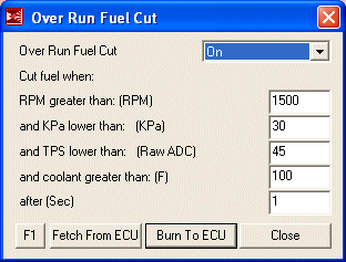 Over Run Settings, MS1, 13B Rotary