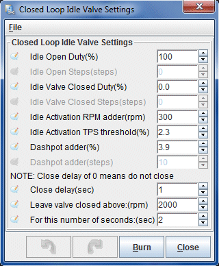 Closed loop idle valve settings, MS2, 13B rotary