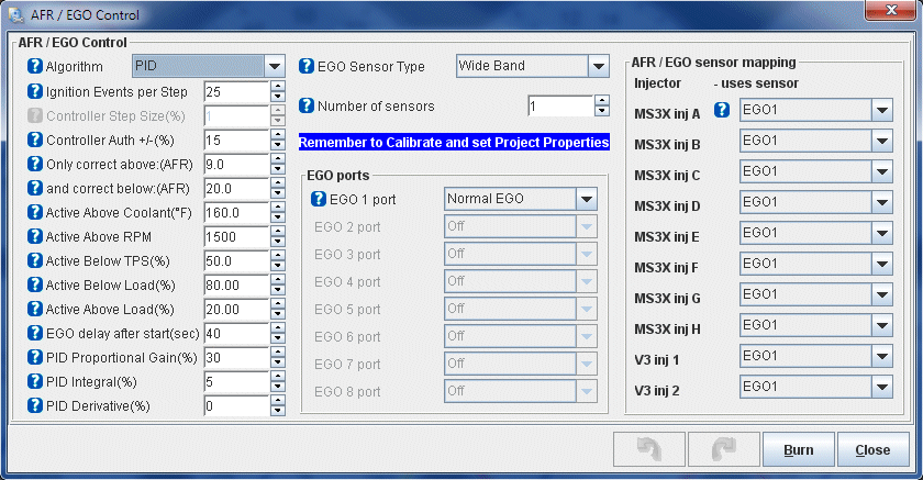 MS3X 13B EGO/AFR Settings