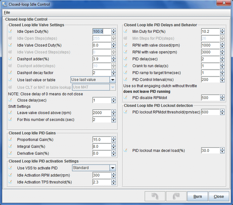 Closed Loop Idle Settings, MS3X, 13B Rotary