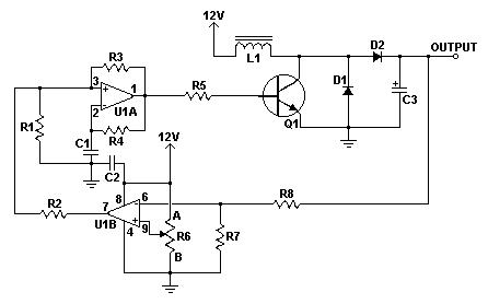 Schematic for the 12 To 24V DC-DC Converter circuit