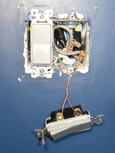 Image of bredroom decora style switches connected to CAT-3 cable low voltage wiring to control board