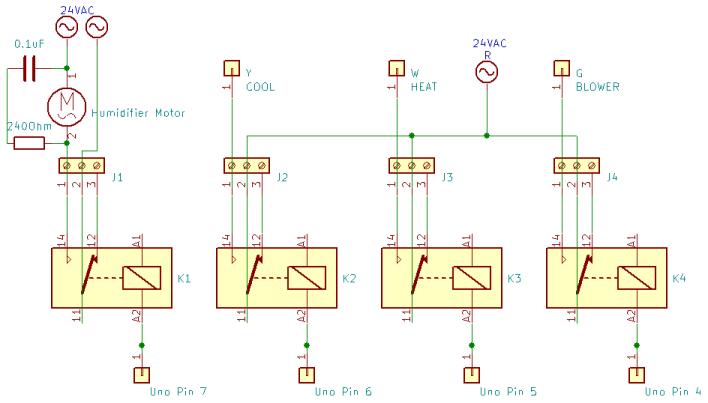 Image of schematic of HVAC controller relay connections to thermostat wires