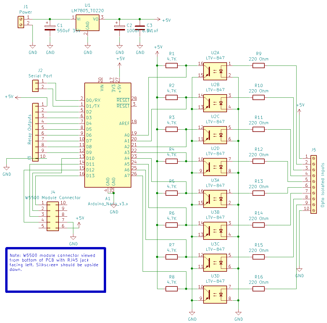 Schematic diagram of the Nano W5500 I/O controller