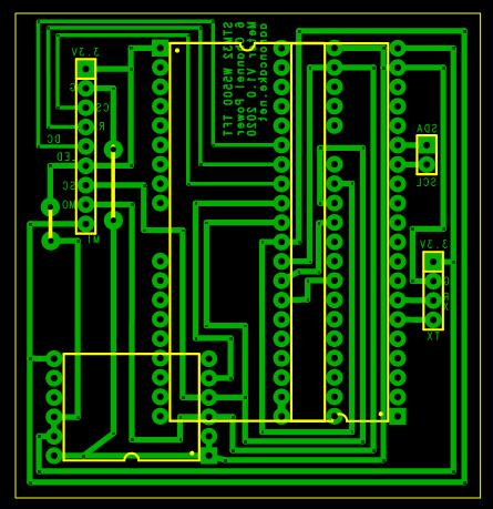 Image of STM32 CircuitSetup 6 CH power monitoring board printed circuit board pattern