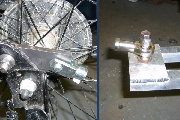 Clevis connector on bicycle, hymn joint on cart