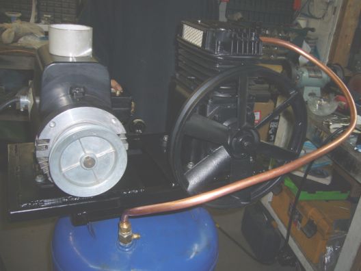 Copper air line installed between tank and pump
