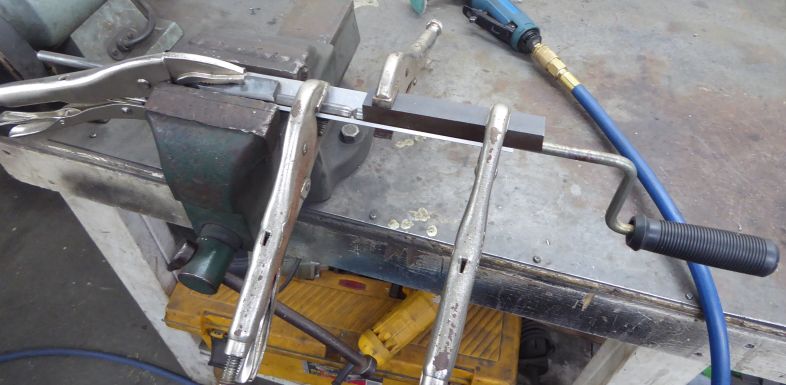 Image of welding chute crank extension in jig