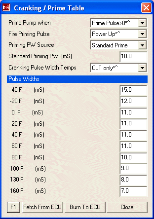 Cranking settings, MS1, 13B Rotary