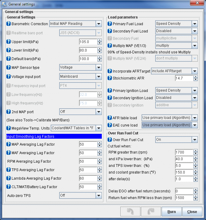 MS3X 13B General Settings