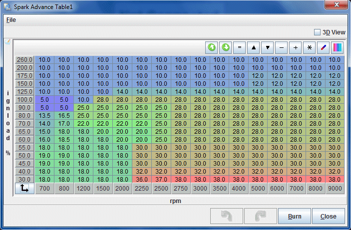 MS3X Ignition Timing Table, 13B Rotary